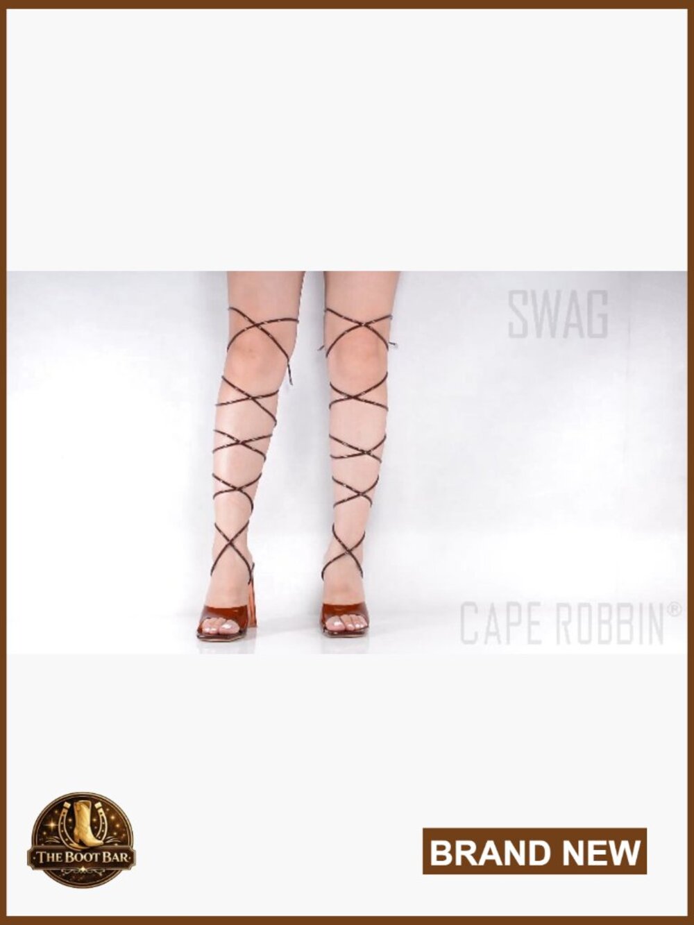 Clear Strappy Heels - Square Toe Lace Up Prom Wedding Sandals - Picture 7 of 7